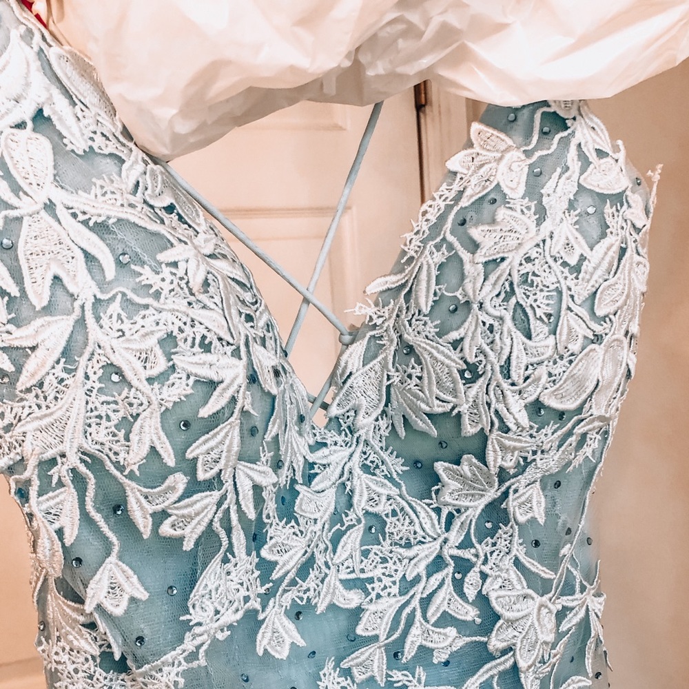 light blue embroidered prom dress - Picture 3 of 5